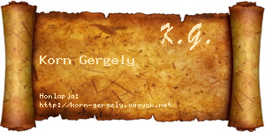 Korn Gergely névjegykártya